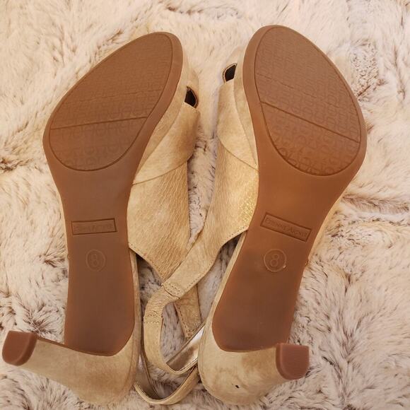 ETIENNE AIGNER GOLD & BEIGE STRAPPY HEEL SIZE 8 - Picture 4 of 7